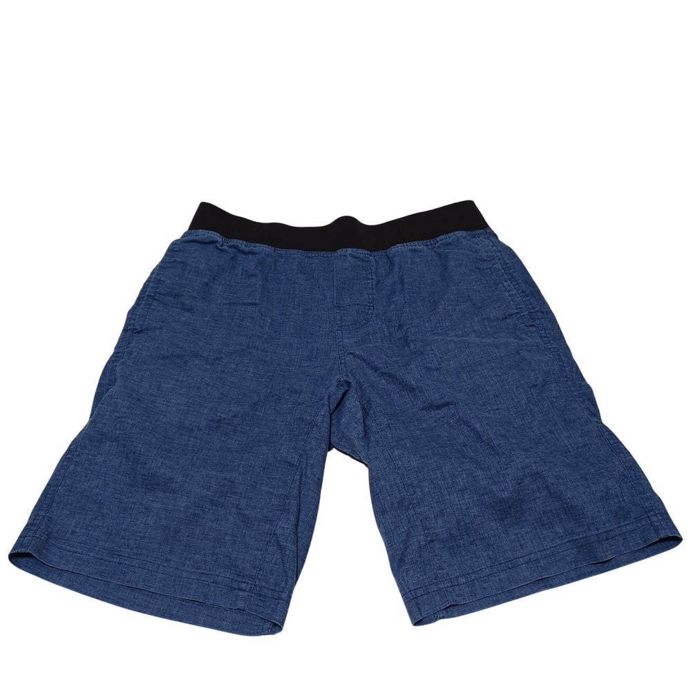 prAna Vaha Shorts Mens S Blue Hemp Blend 10in Pull On Yoga Gorpcore Sustainable